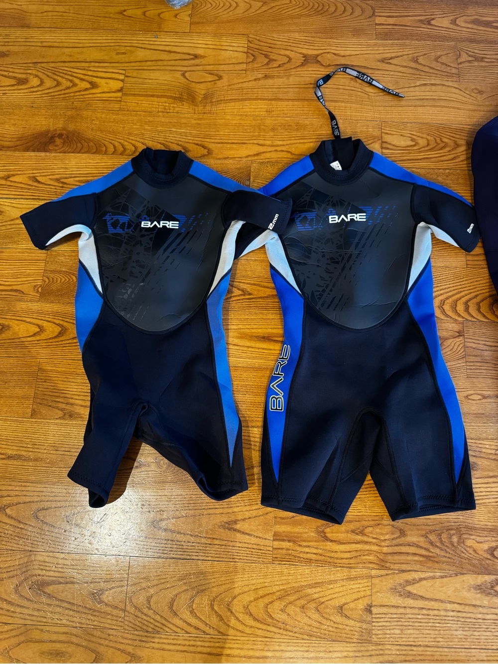 Kids Blue and Black BARE Shorty Wetsuits- Youth Swim size 8yr and 10yr